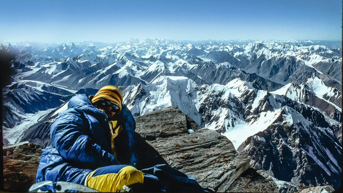 Rick Ridgeway in the Himalaya, a champion of Kelty Packs. He’d later engage Dick Kelty as a gear consultant.