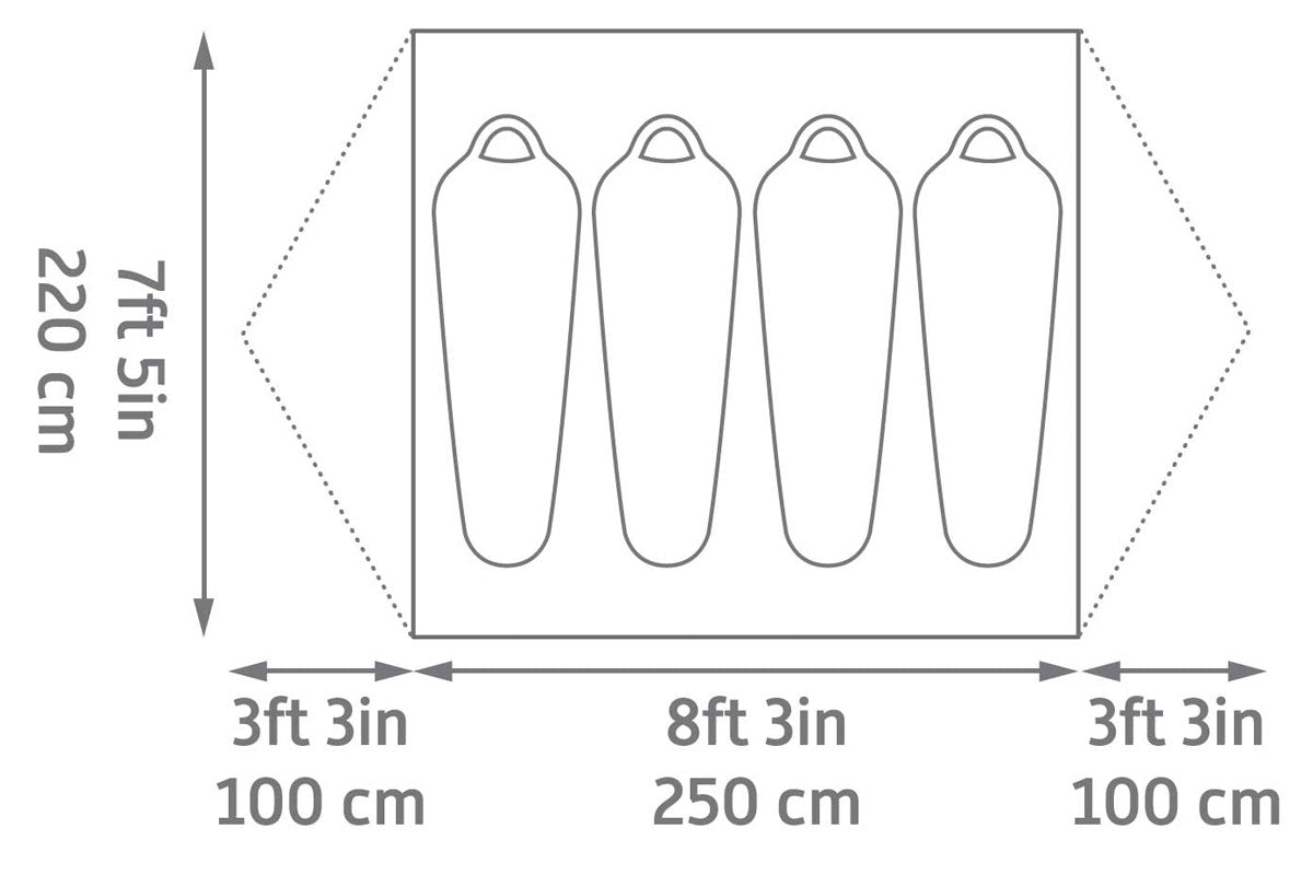 Wireless 4P Tent floor plan, Kelty