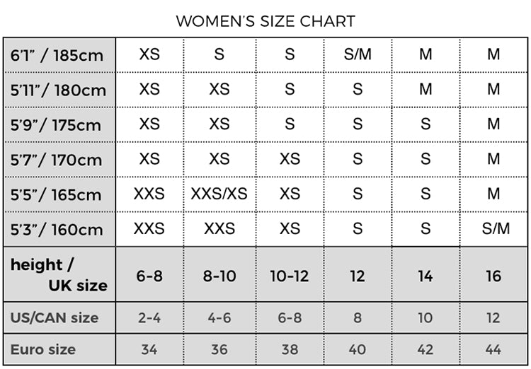 Womens Coat Size Chart