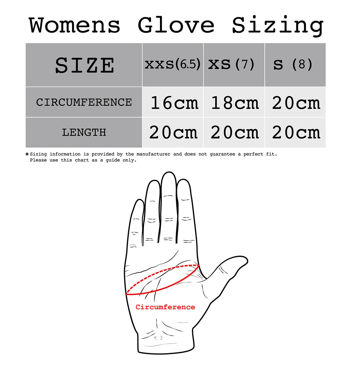 CRUD Gjöra Glove Womens size guide