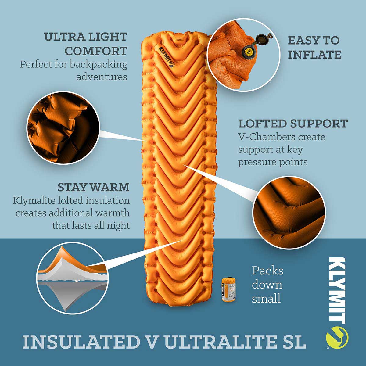 klymit insulated v ultralite sl orange overview