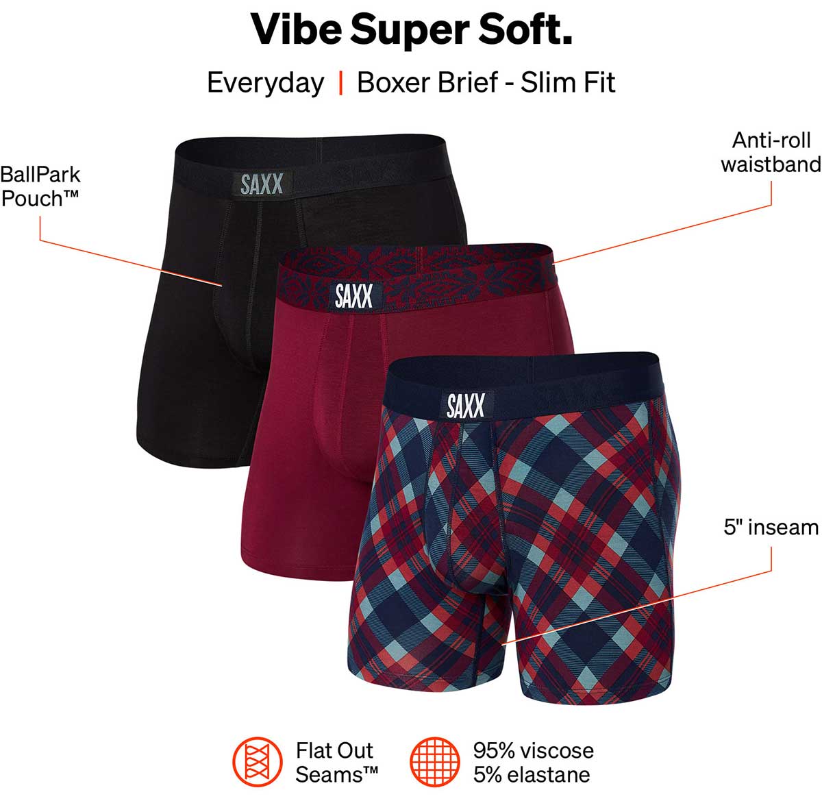 SAXX Vibe Super Soft Boxer Brief 3 Pack Overview
