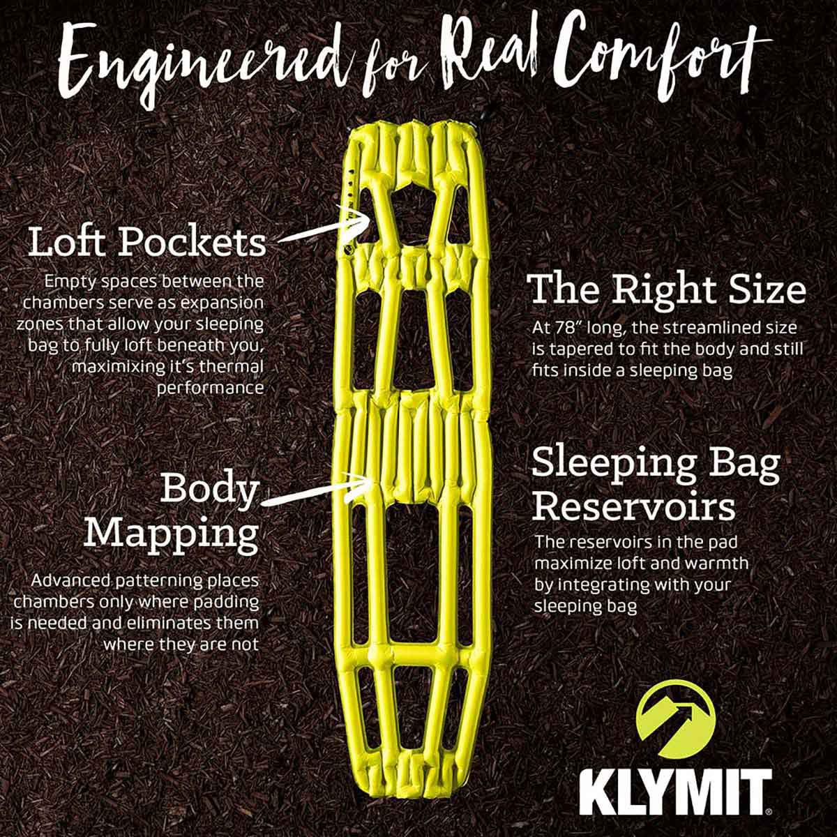 klymit inertia x frame sleeping pad yellow overview