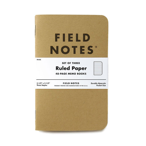 Original Ruled 3-Pack Field Notes FN-02 Notebooks 3 Pack / Brown