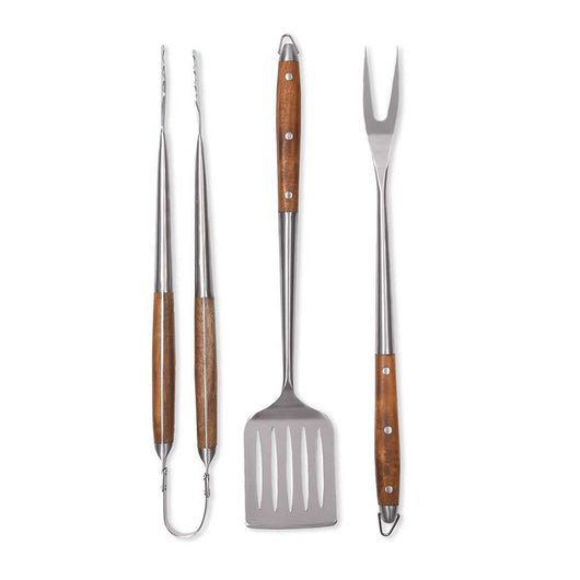 Outside The Box 18 Set Of 3 BBQ Tools Stainless Steel & Wood