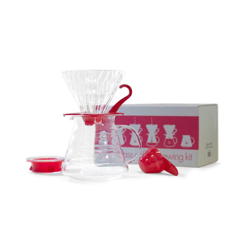 V60 Glass Coffee Brewing Set 02 Hario XGSD-02TR-EX Brewing Sets 02 / Clear/Red