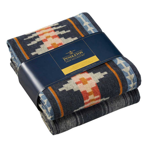 Cotton Throw Gift Pack | Set of 2 Pendleton XF635-55224 Blankets One Size / Trail Ridge Navy