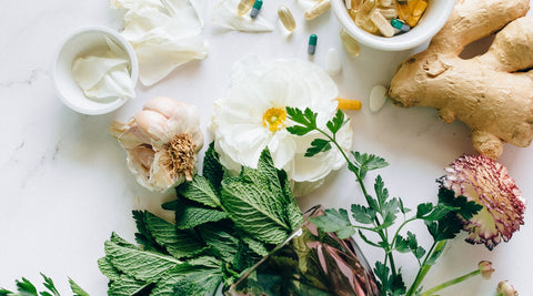 Flat lay photo of natural remedies for menstrual cramps