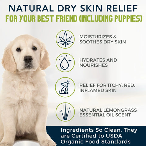 Provide soothing relief of dry, itchy, and irritated skin with this hypoallergenic and USDA Organic dog shampoo from 4-Legger.