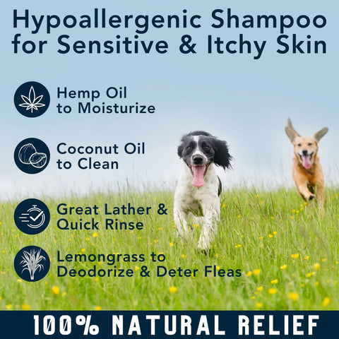 Provide soothing relief of dry, itchy, and irritated skin with this hypoallergenic and USDA Organic dog shampoo from 4-Legger.