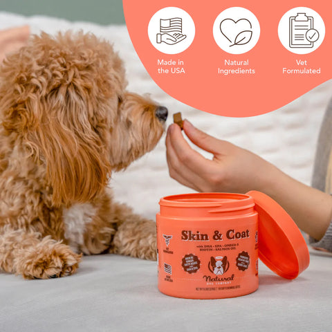 Optimize your dog's health from the inside out with this nutrient dense daily supplement. Treat or prevent common canine skin allergies, irritations, and problems with this blend of essential nutrients working to promote healthy skin.