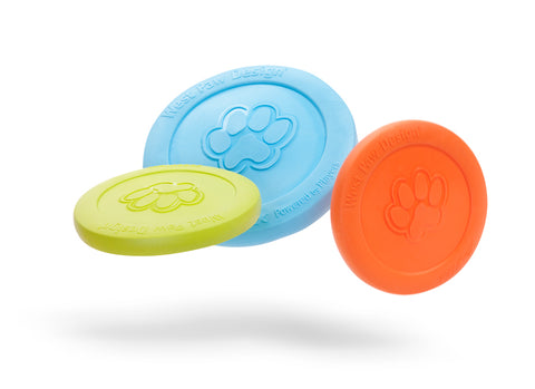 Zisc is a lightweight, high-flying, and durable frisbee. Toy floats and flies far. Frisbee is soft and pliable, making it gentle on dog teeth and gums. Built for gentle chewers and made from Zogoflex, a bendy, stretchy, and bouncy material that is durable but not rigid. Toys are gentle on your dog's teeth.