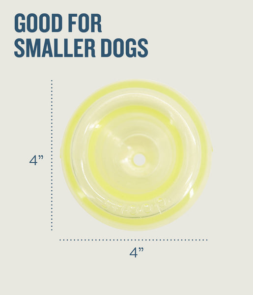 Lil' Snoop is a translucent and pliable ball with a deep crevice that conceals treats. Dogs will need to pounce, nudge, nose, and nibble the ball to release the treats hidden inside. This treat dispensing puzzle toy keeps dogs engaged, drives brain stimulation, and promotes self-play.