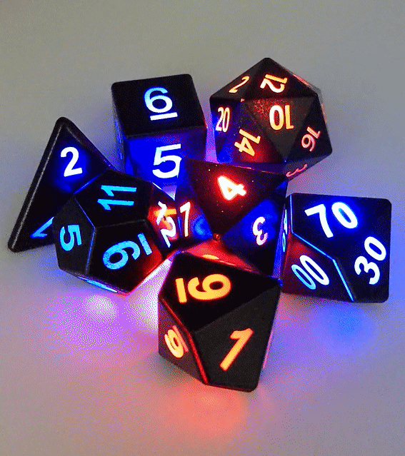 FACTORY SECONDS: Electronic Light Up Dice | TTRPG Role Playing Game Dice Set