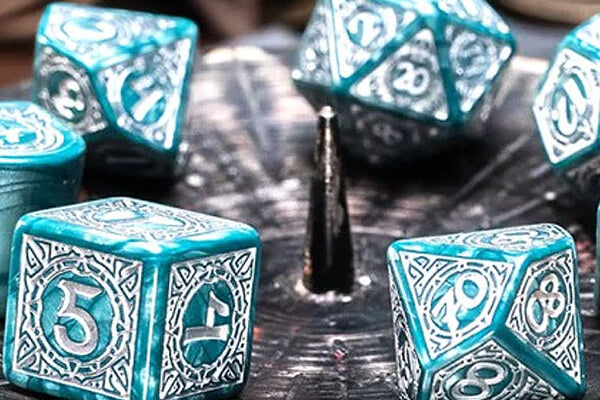 Handmade Viking Runes in Black and Blue Dice Bag for Dungeons -  Sweden