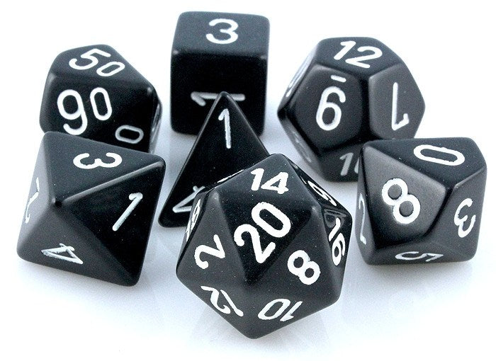 Who Knew Dice Set, 6 Pack of Unique D3, D5, D7, D16, D24, D30 Dice by Koplow  Games White, Black, Blue, Green, Yellow, Red 