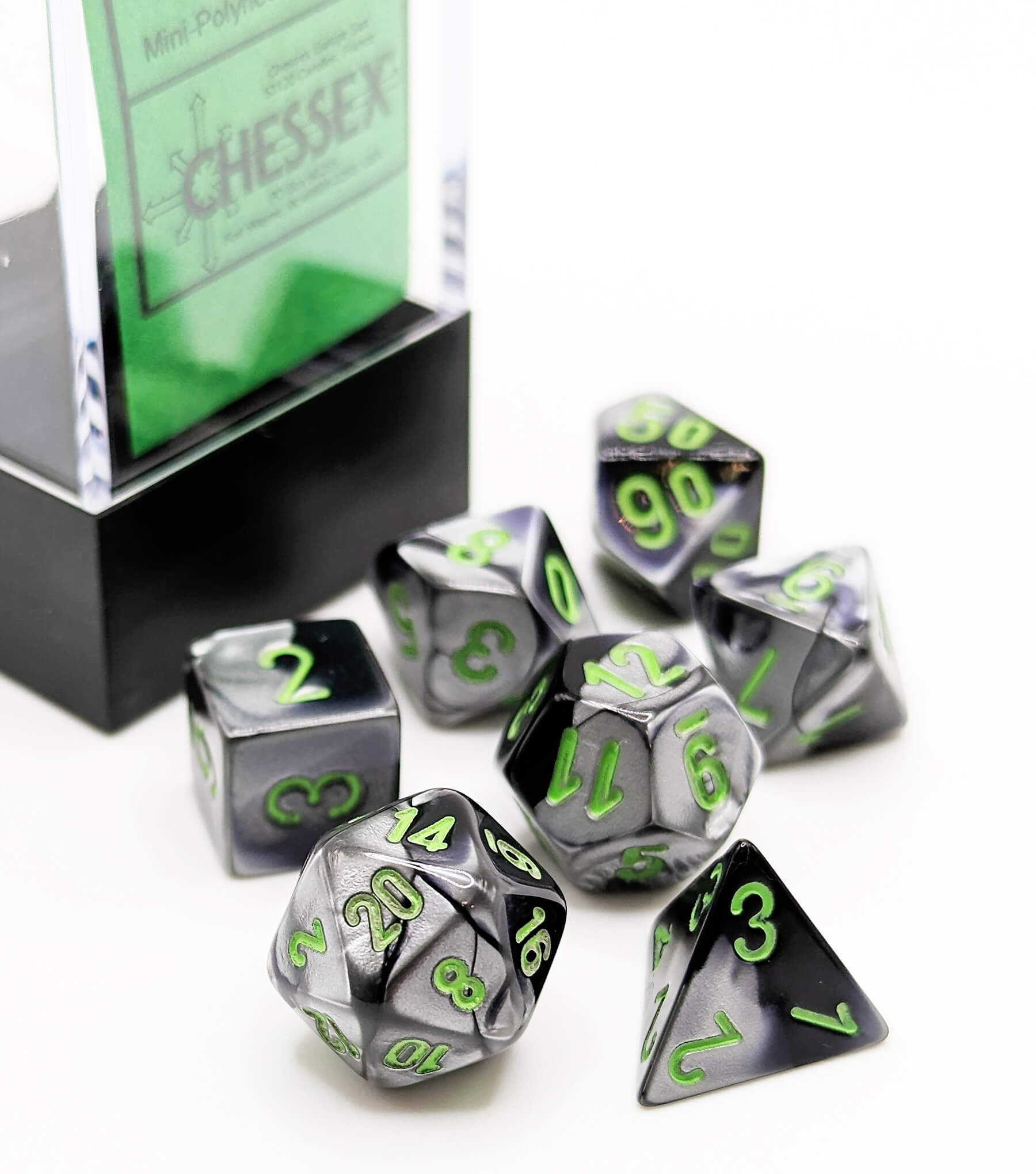 Chessex Mini Dice Series 2 (Gemini Black Grey) | 10mm TTRPG Dice Set CHX20645