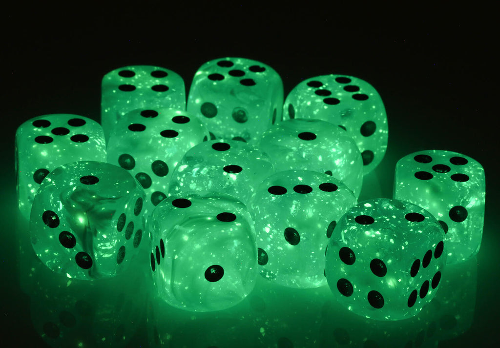 Luminary Dice (Sky) Glow-In-The-Dark | 12 x D6 Dice Set – Dark Elf Dice