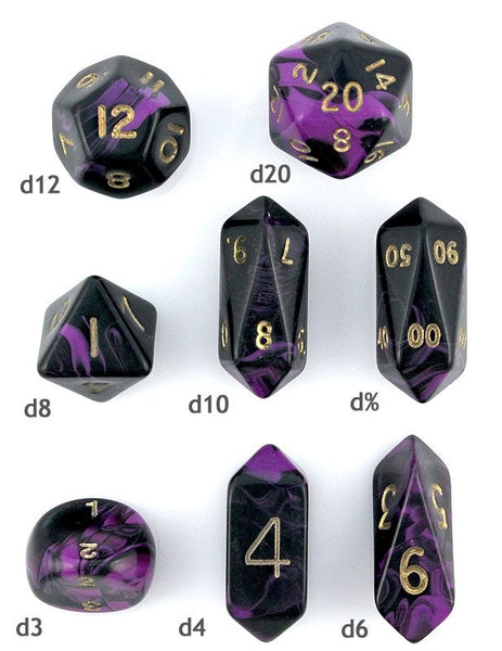 Oblivion Hybrid Dice (Purple) | 10pc RPG Role Playing Game Dice Set ...