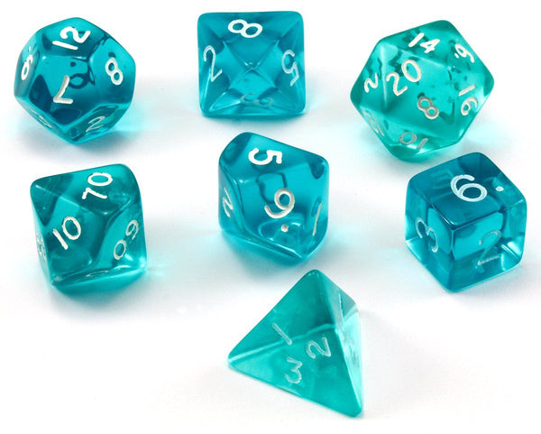 Translucent Dice (Teal) RPG Role Playing Game Dice Set – Dark Elf Dice