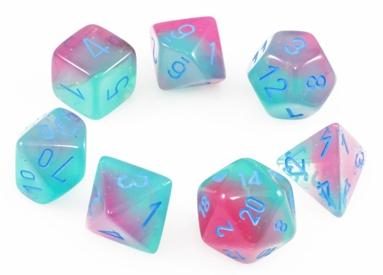 Role Playing Dice Two Sets Of 7 Glow In The Dark Rpg Dice Toys Games