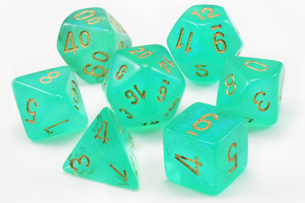 Borealis Dice (Maple Green) RPG Role Playing Game Dice Set – Dark