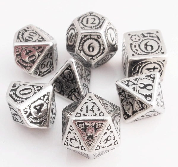 Steampunk Dice (Metal) | RPG Role Playing Game Dice Set – Dark Elf Dice