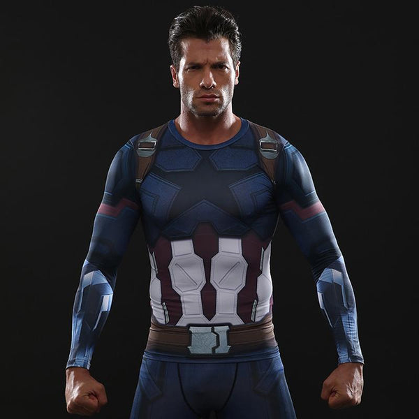 captain america long sleeve compression shirt