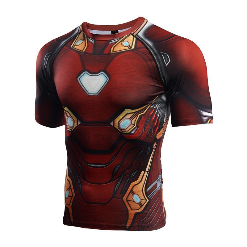 Red Avengers 3 IRON MAN Short Sleeve Compression Shirt – I AM SUPERHERO