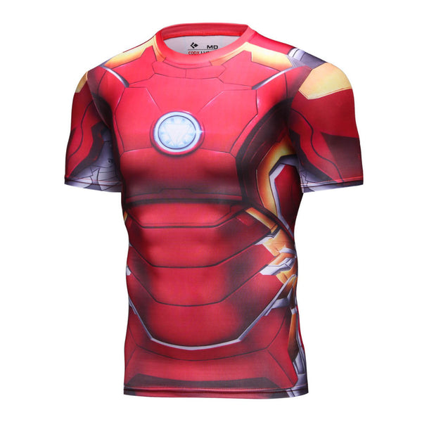 IRON MAN Short Sleeve Compression Shirt for Men – I AM SUPERHERO