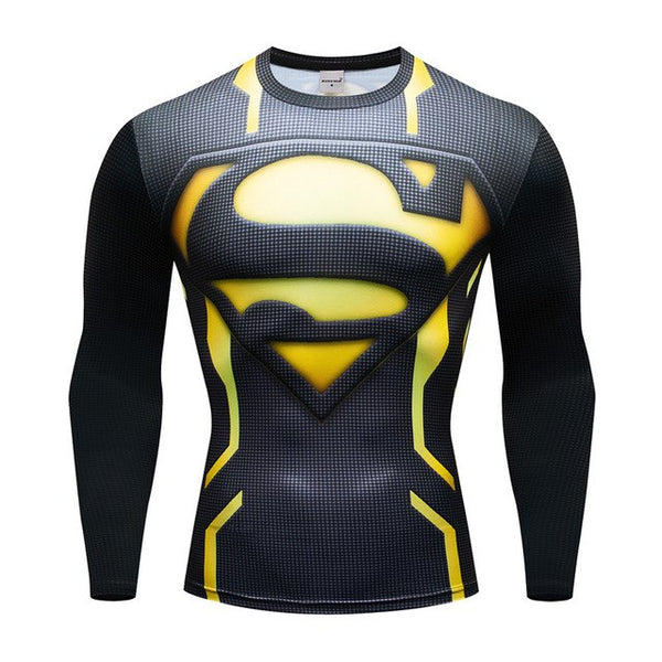 SUPERMAN Yellow Logo Long Sleeve Compression Shirt For Men – I AM SUPERHERO