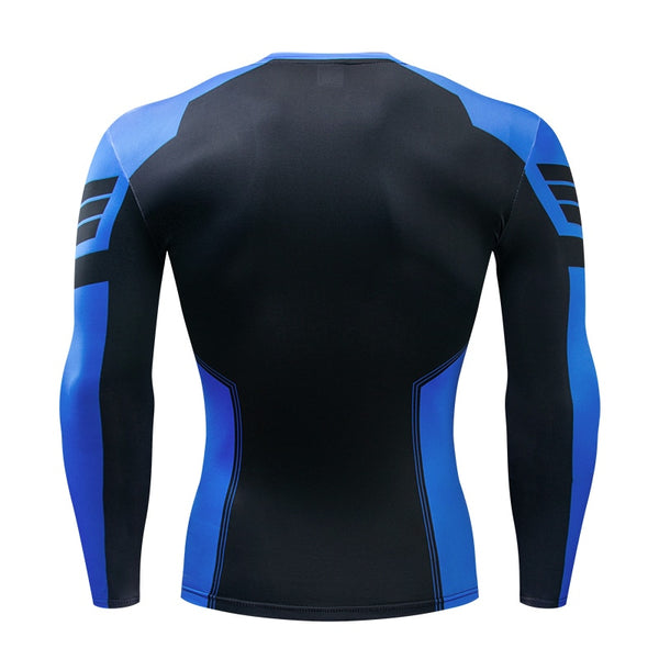 Blue NIGHTWING Long Sleeve Compression Shirt – I AM SUPERHERO