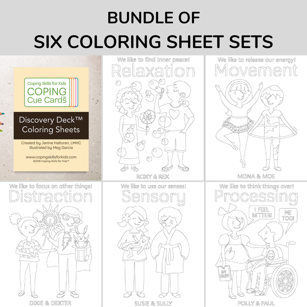 Download Bundle Of All 6 Coping Cue Cards Coloring Sheets Includes Discovery Coping Skills For Kids