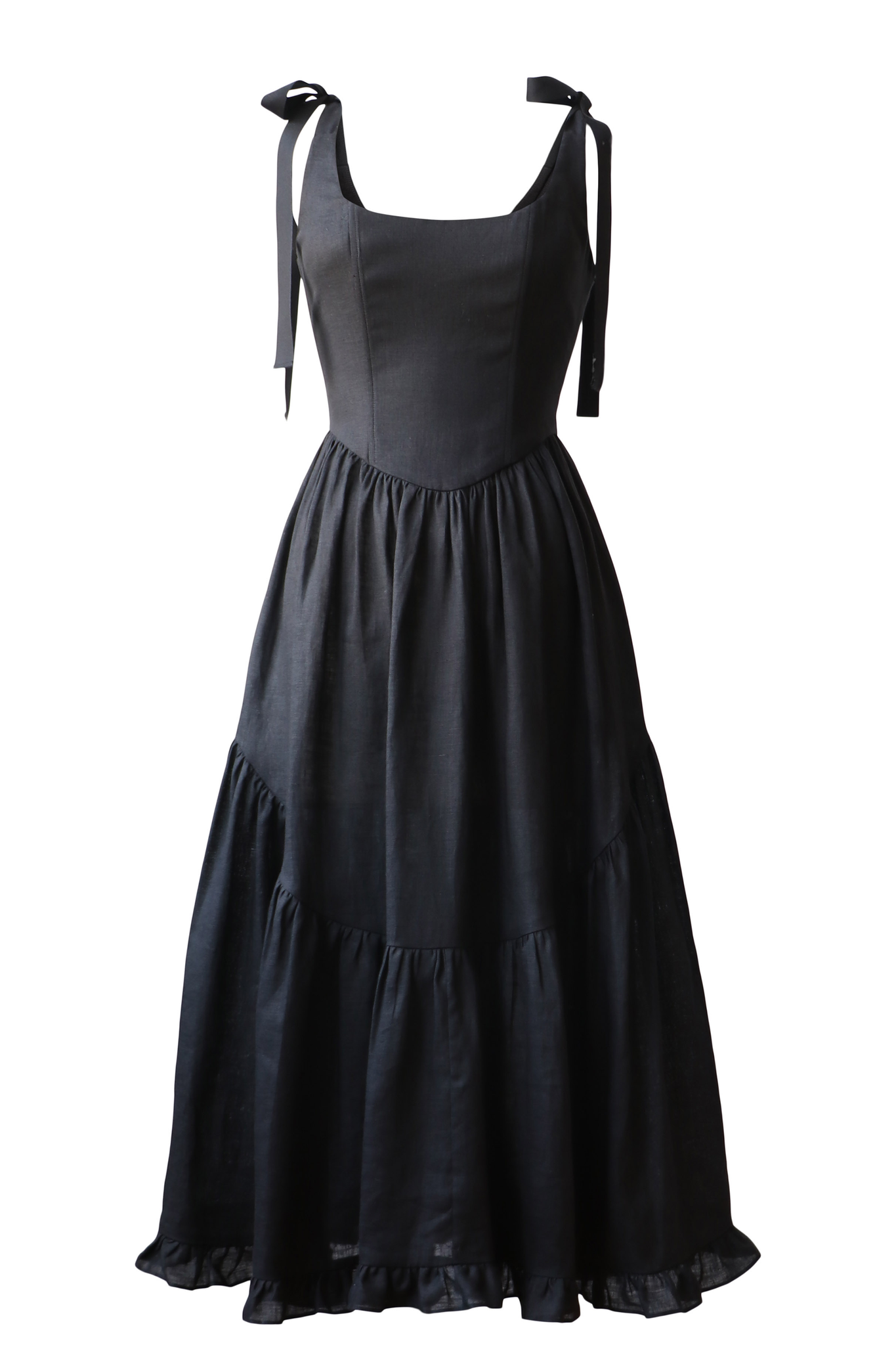Mirabelle Dress in Black Linen – Of Her Own Kind