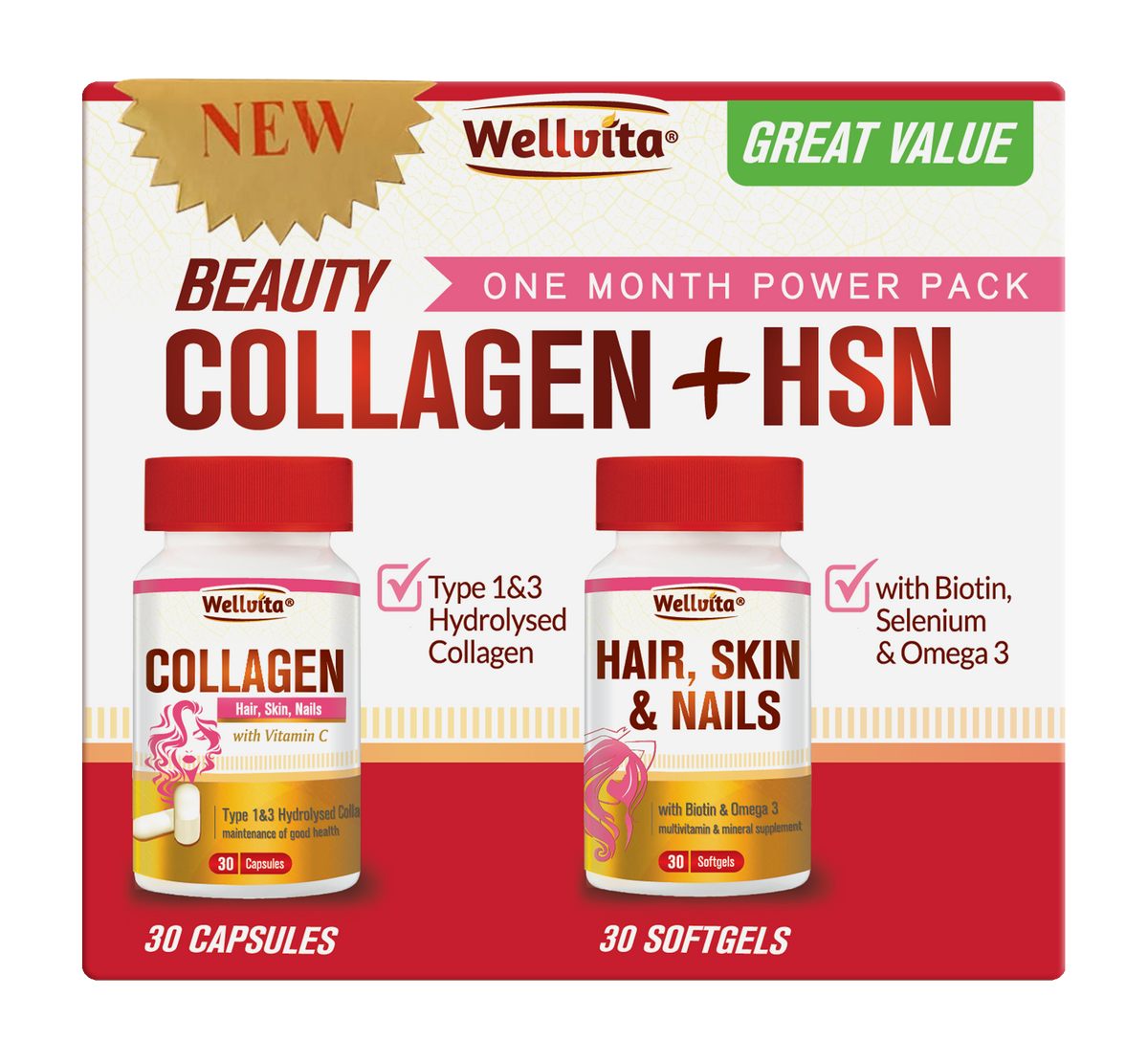 Beauty Collagen And Hair Skin Nails Value Pack Wellvita Wellvita 