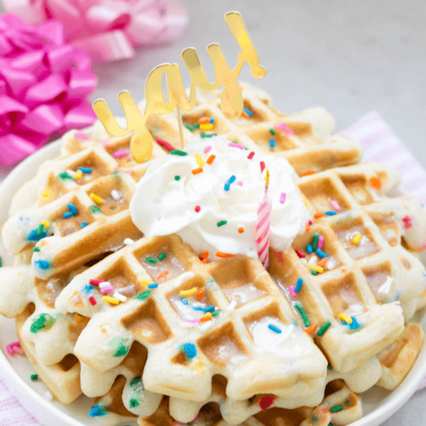 birthday waffles with sprinkles