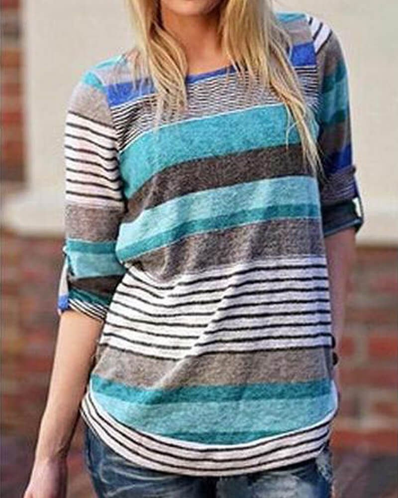 Unbranded Striped Casual Style T-Shirt Top