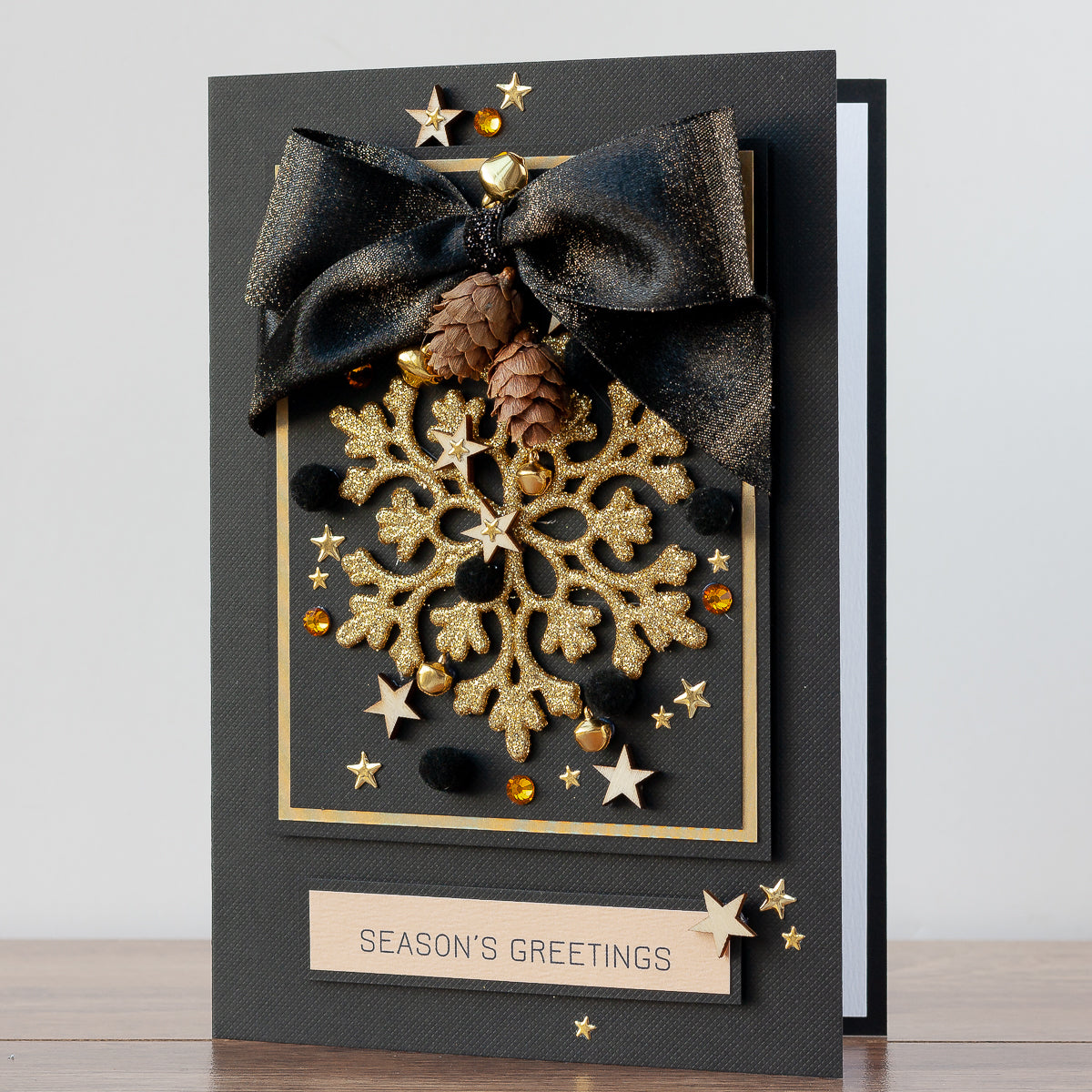 Luxury Boxed Christmas Card 'Gold Snowflake' Lotus Art Studio