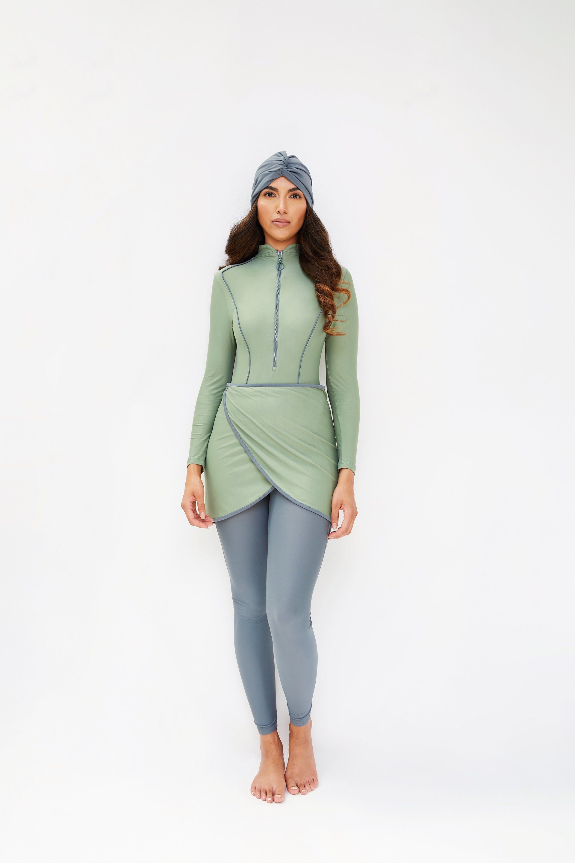 SOFIA - PASTEL GREEN // Buy Modest Swim Dress By LYRA Swimwear