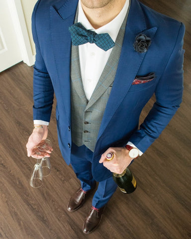 Blue Wedding Suit and Bow Tie