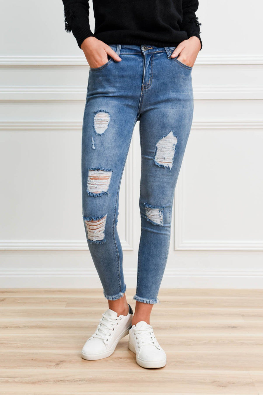 light denim ripped jeans