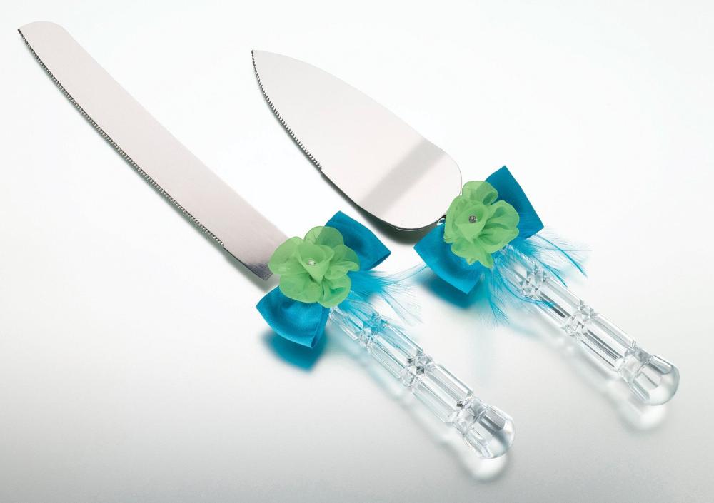 Blue Green  Themed Wedding  Cake  Knife  Server Set 