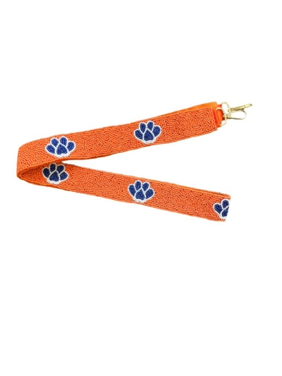 Blue Paw Beaded Purse Strap