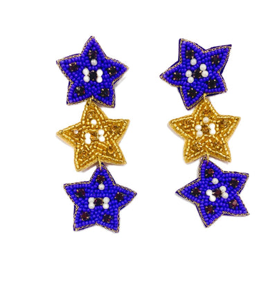 Star Sequin Tassel Earrings, Purple & Gold - Fleurty Girl