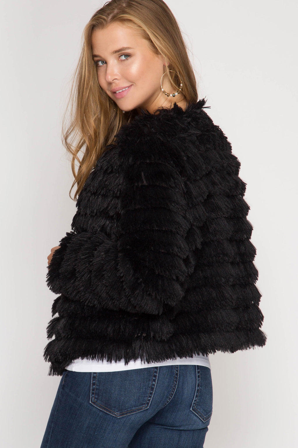Faux Fur Jacket - Black – 13 Trends Boutique