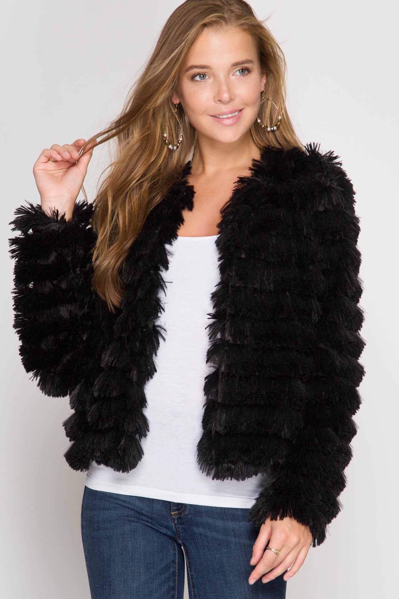 Faux Fur Jacket - Black – 13 Trends Boutique