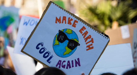 climate protest sign "make earth cool again"