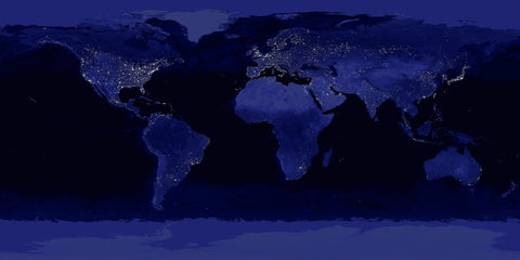 flat map of the world showing lights 