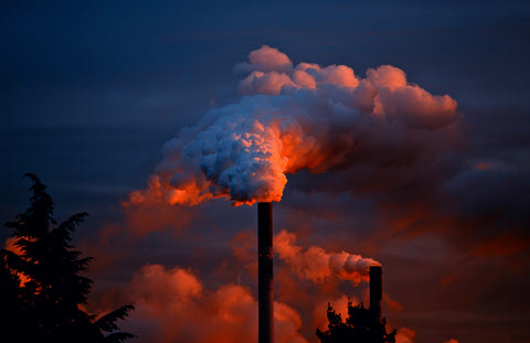 greenhouse gas fume pillars into the air 