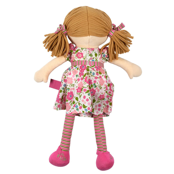 Fran - Light Brown Hair Doll, Dark Pink & Green Dress